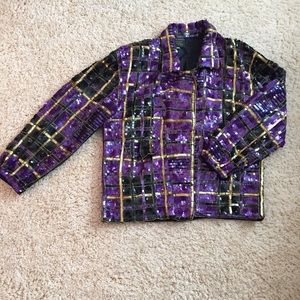 Vintage Plaid Sequins Jacket